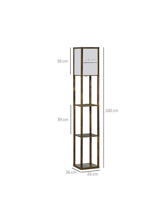 HomCom Lampa de podea Î160xL26cm. cu Soclu pentru Bec E27 Maro