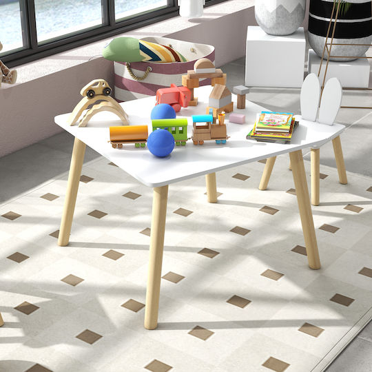 Kids Table and Chairs Set for Painting made of Wood White 312-115V80WT Aiyaplay