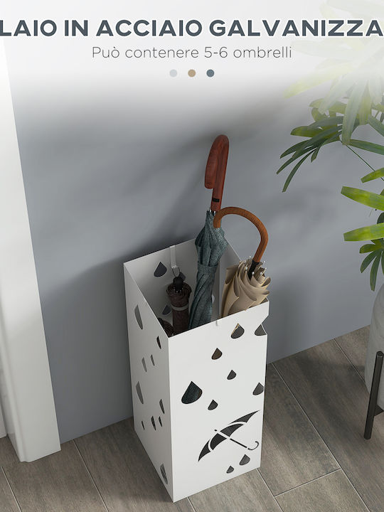 HomCom Ομπρελοθήκη Μεταλλική Λευκή 15.5x15.5x41cm