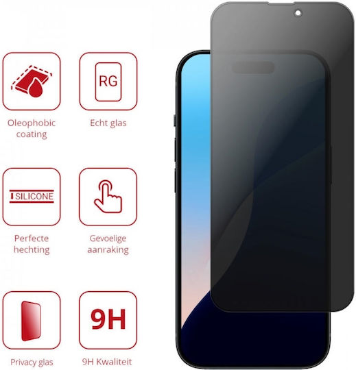 Rosso 2.5D Privacy Tempered Glass Black (iPhone 16)