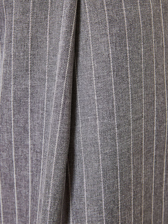 Damen Stoff Hose Gestreift Light Grey