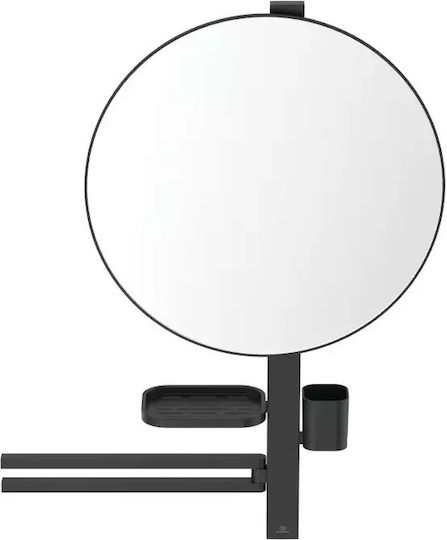 Ideal Standard Round Bathroom Mirror made of Metal 50x50cm Black