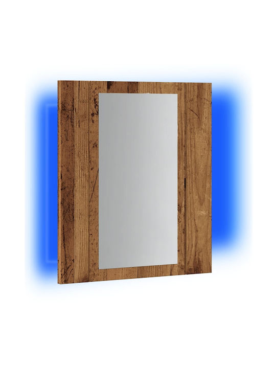 vidaXL Oglindă de Baie Lumini LED din Plastic cu Dulap 40x12cm Maro