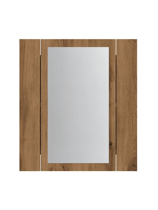 vidaXL Oglindă de Baie Lumini LED din Plastic cu Dulap 40x12cm Maro