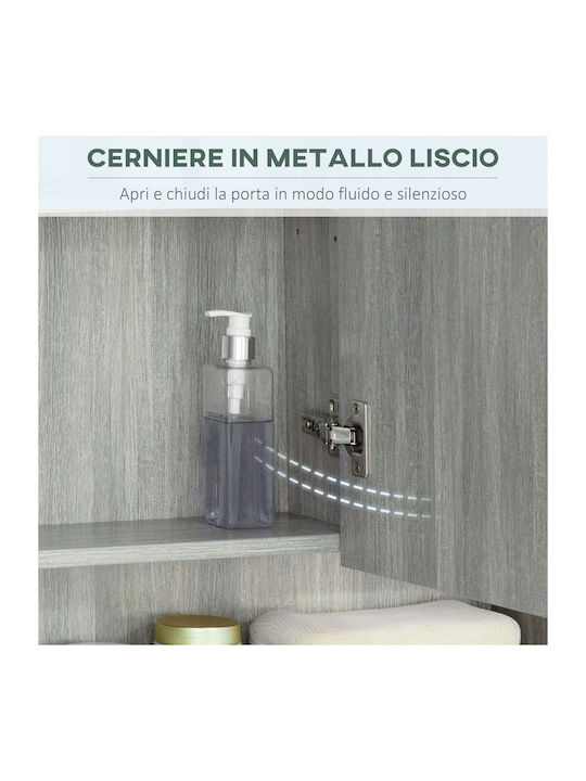 Kleankin Badezimmerspiegel aus MDF mit Regal & Schrank 90x15cm Gray