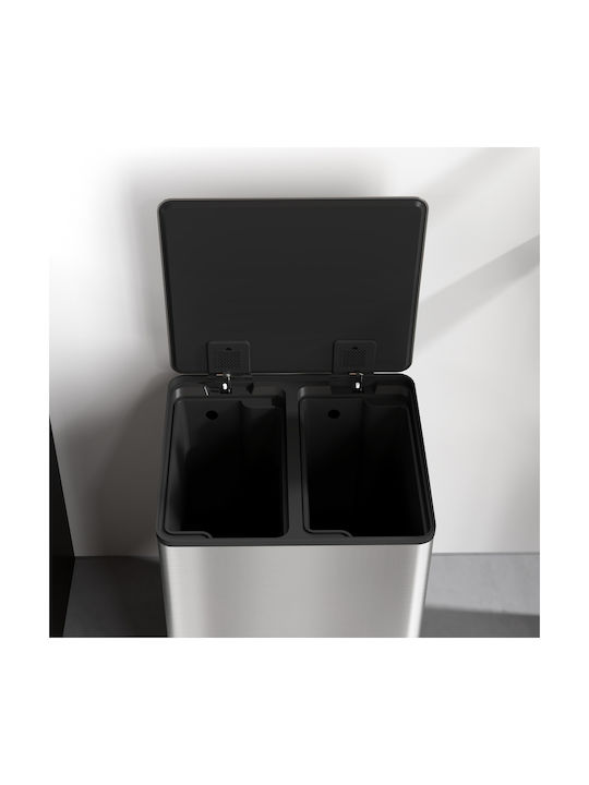 HomCom Waste Bin Recycling made of Stainless Steel with Pedal Silver 15lt 1pcs