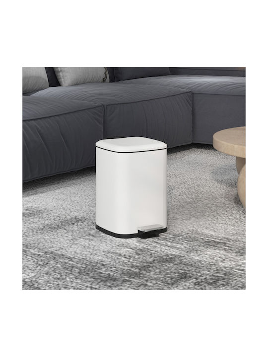 HomCom Waste Bin Waste Metallic with Pedal White 12lt 1pcs