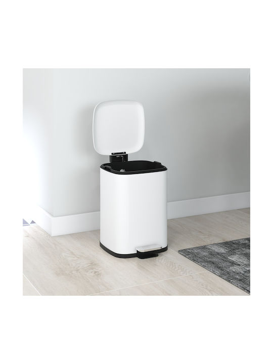 HomCom Waste Bin Waste Metallic with Pedal White 12lt 1pcs