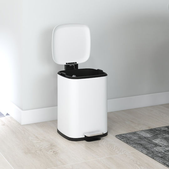 HomCom Metallischer Mülleimer mit Pedal 12l Weiß