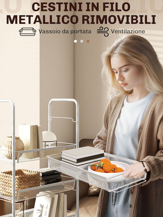 HomCom Ραφιέρα Κουζίνας Πλαστική Λευκή 45x26.5x106cm
