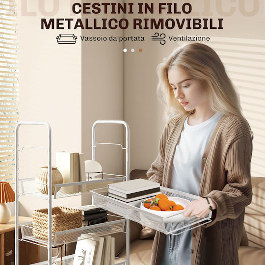 HomCom Кухненски стелаж Пластмасова Бял 45x26.5x106см