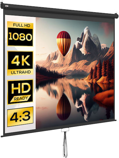 HomCom Οθόνη Προβολής Projector Οροφής με Λόγο Εικόνας 4:3 244x183cm / 120"