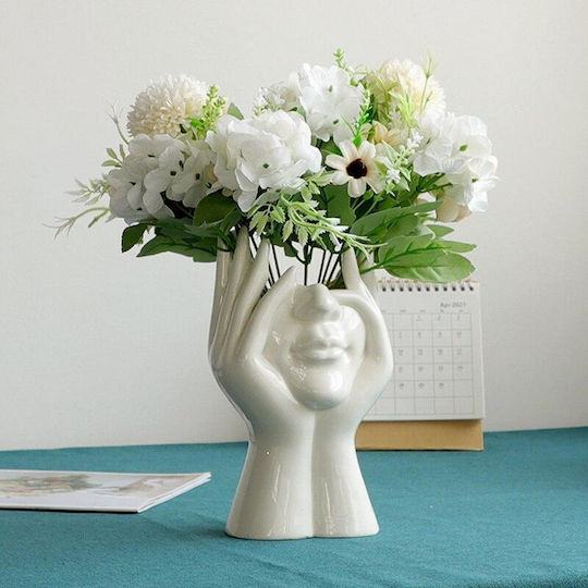 Ghiveci de flori din ceramică Zola Fața unei femei gânditoare 18 X 16 X 10 cm Ghiveci de flori din ceramică Zola Fața unei femei gânditoare 18 X 16 X 10 cm