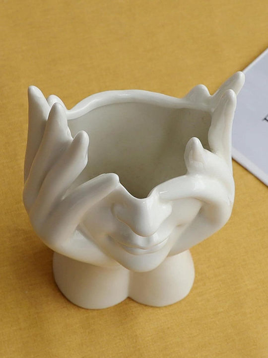 Ceramic Flower Pot Zola Thinking Woman's Face 18 X 16 X 10 Cm