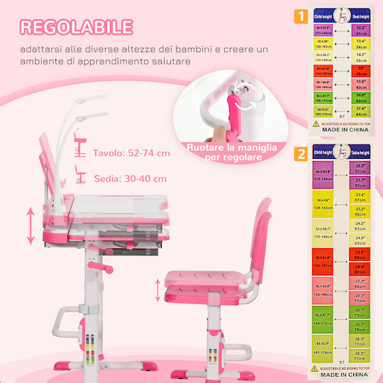 Kinder Schreibtisch Rosa 80x49,5x52-74cm Kinder Schreibtisch Rosa 80x49,5x52-74cm
