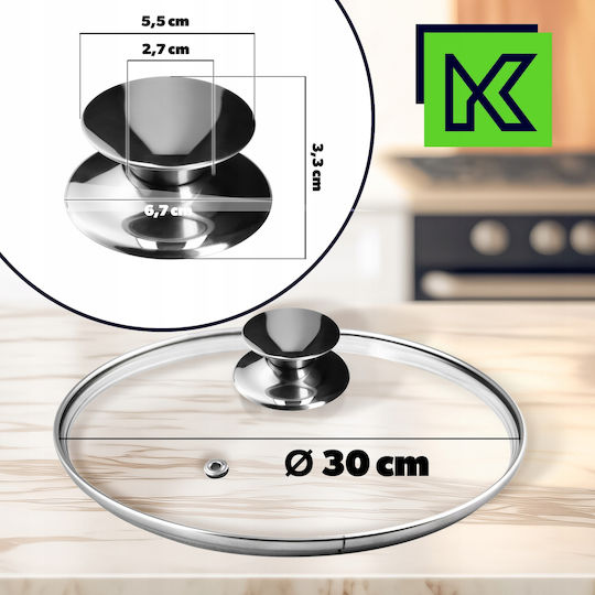 Kadax Καπάκι για Τηγάνι και Κατσαρόλα Γυάλινο 30cm 30769