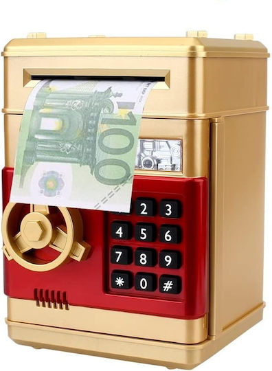 Cutie de valori metalică Zola cu activare prin pin, sunete și lumină, 19x13.5x12 cm, culoare aurie