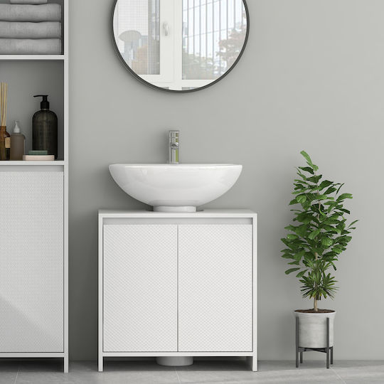 HomCom Πάγκος με Νιπτήρα Μ60xΒ60xΥ30cm Λευκό