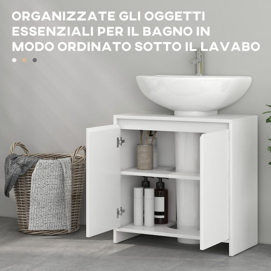 HomCom Πάγκος με Νιπτήρα Μ60xΒ60xΥ30cm Λευκό
