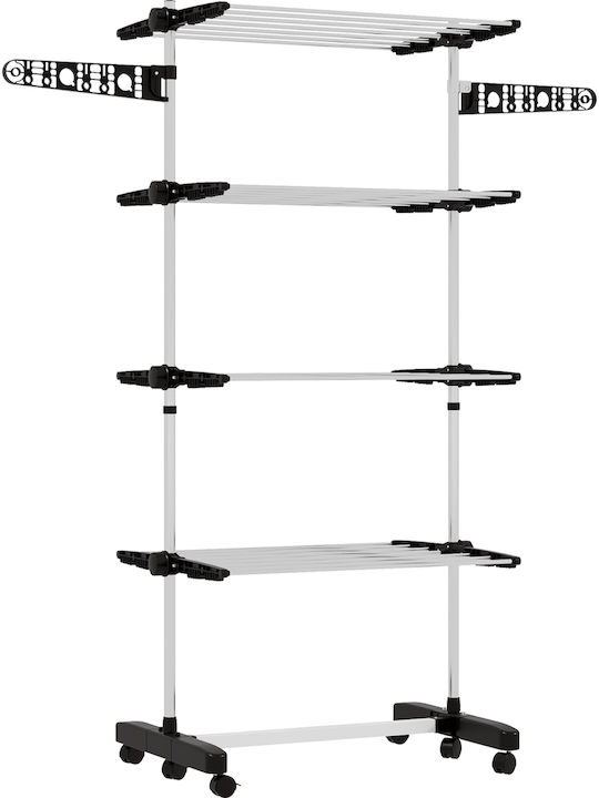 HomCom Stainless Steel Folding Floor Clothes Drying Rack 142x55cm