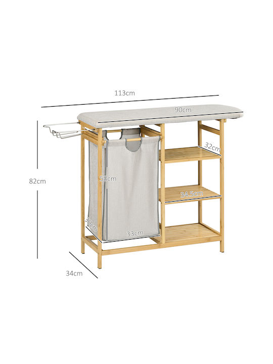 HomCom Καλάθι Απλύτων Bamboo 57.4lt Γκρι