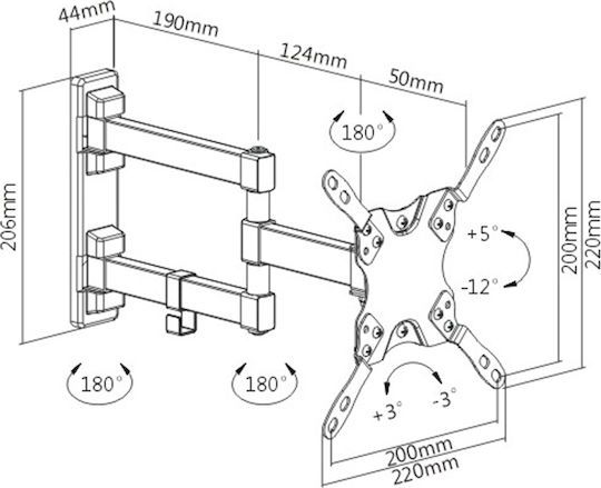 Ultramount LDA21-223 Wandhalterung für Fernseher mit Arm bis 42" und 20kg