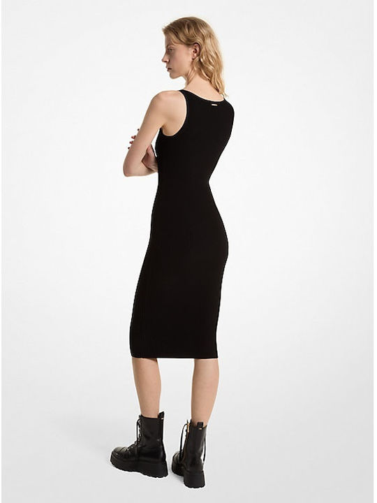 Michael Kors Stretch Midi Dress Knitted Black