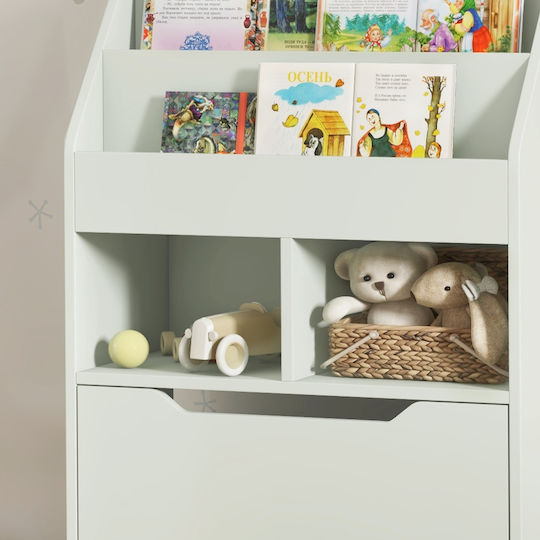 Kids Wooden Bookcase Green 60x29.9x90cm