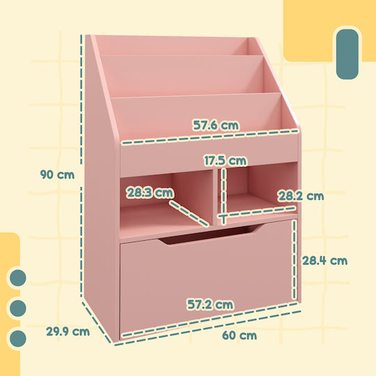 Bücherregal Wandhalterung Rosa 60x29.9x90cm
