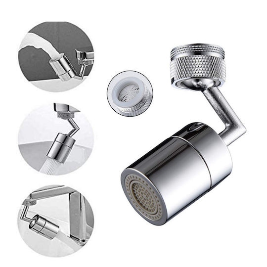 Swivel Faucet Aerator 2-Mode Shower Bubble Extension Universal Compatibility 720-Degree Rotation Adapter Bathroom Kitchen Silver