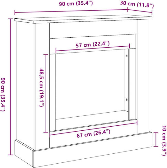 vidaXL Metallic Fireplace Screen with Panels 90x30x90cm