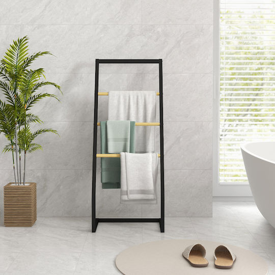 HomCom Ράγα Μπάνιου Μονή Επιτοίχια με Βίδες ​40.5x28cm Inox Μαύρη
