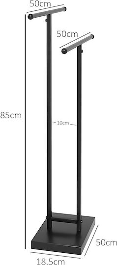 HomCom Ράγα Μπάνιου Μονή Επιτοίχια με Βίδες ​10x10cm Μαύρη