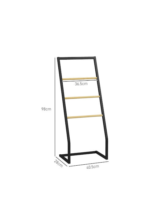 HomCom Ράγα Μπάνιου Μονή Επιτοίχια με Βίδες ​40.5x28cm Inox Μαύρη