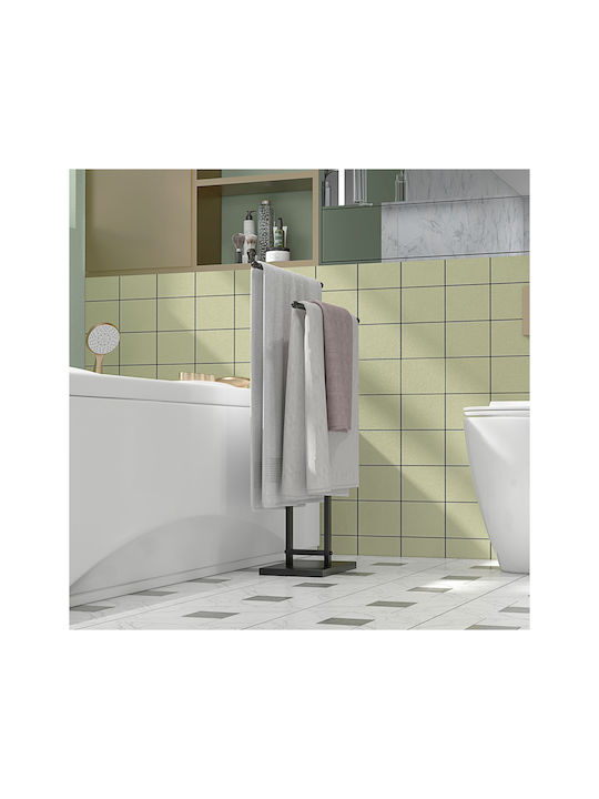 HomCom Single Wall-Mounted Bathroom Rail ​10x10cm Black