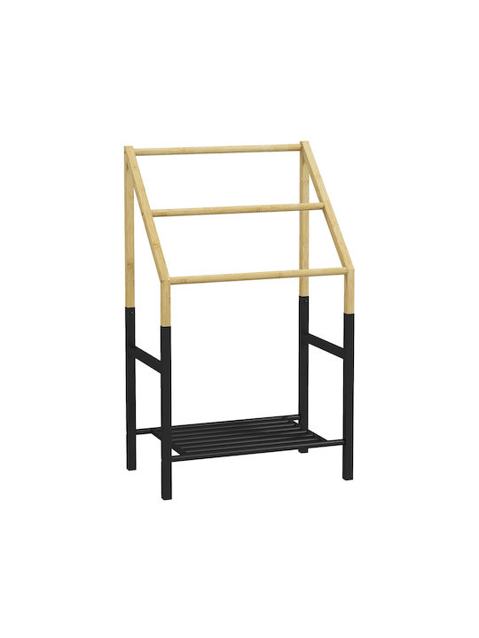 HomCom Ράγα Μπάνιου Μονή Επιτοίχια με Βίδες ​45x45cm Μαύρη