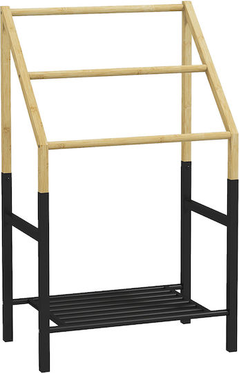 HomCom Single Wall-Mounted Bathroom Rail ​45x45cm Black