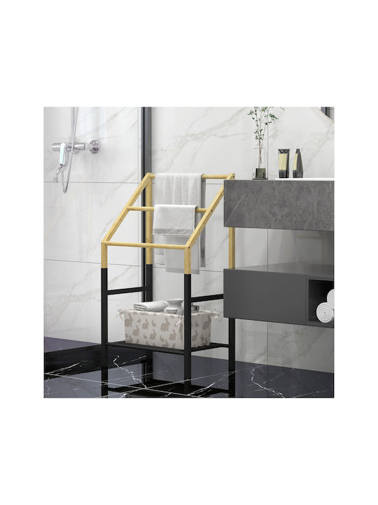 HomCom Ράγα Μπάνιου Μονή Επιτοίχια με Βίδες ​45x45cm Μαύρη