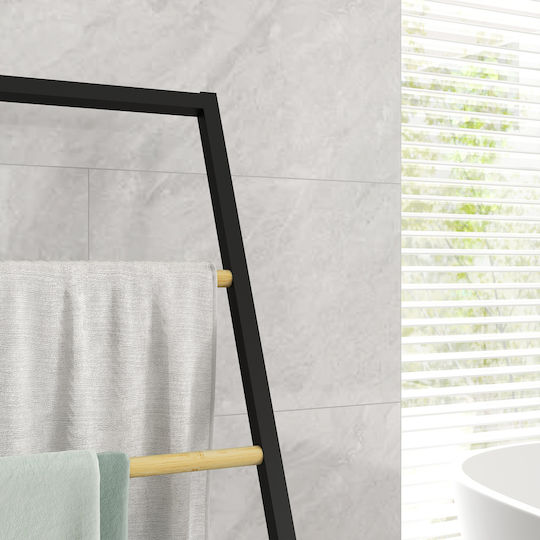 HomCom Ράγα Μπάνιου Μονή Επιτοίχια με Βίδες ​40.5x28cm Inox Μαύρη