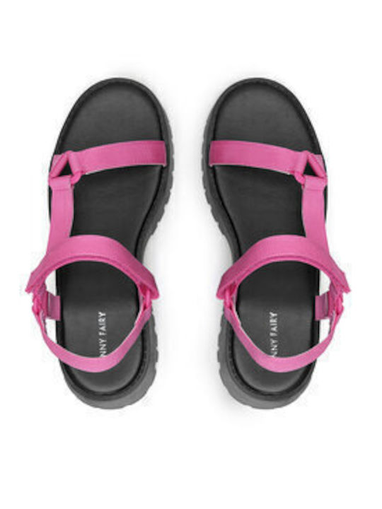 Damen Flache Sandalen Fuchsie