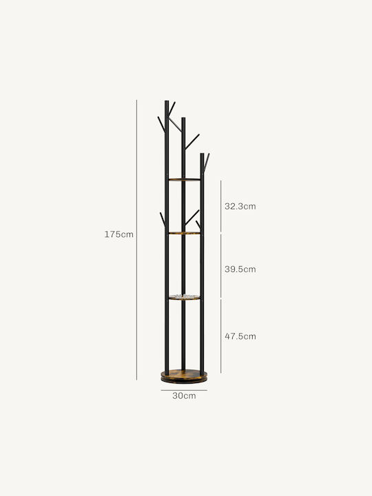 HomCom Cuier de podea din Lemn Maro 30x30x175cm