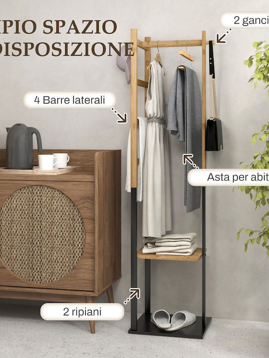 HomCom Floor Garment Rack made of Wood Black 46x28x153.5cm