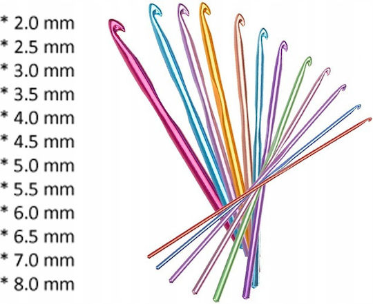Zola Crochet Set 12 Pieces Different Sizes Colours From 2 Mm To 8 Mm