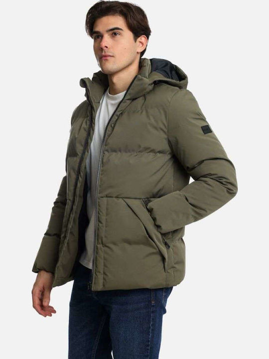 Μπουφάν Puffer Αντιανεμικό Olive