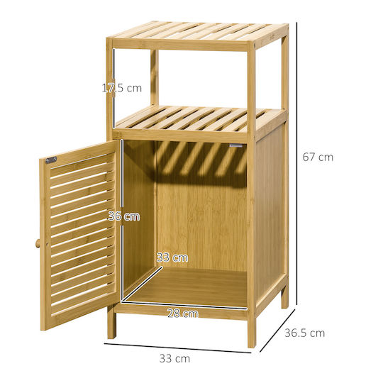 Kleankin Cabinet de baie L33xA36.5xÎ67cm Lemn natural
