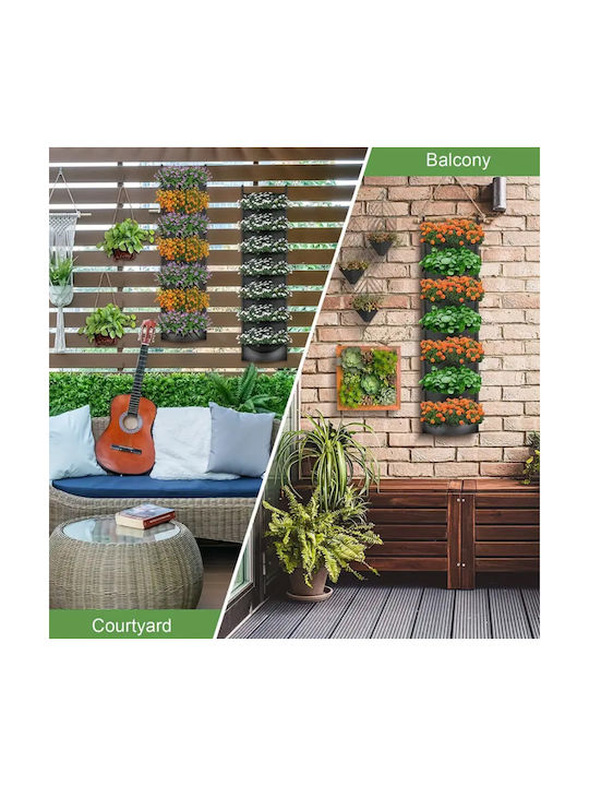 Suport Vertical pentru Flori din Textil Zola cu 7 Buzunare Perfect pentru Plante Aromatice și Suculente Lungime Totală 10