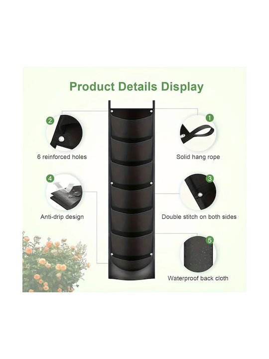 Suport Vertical pentru Flori din Textil Zola cu 7 Buzunare Perfect pentru Plante Aromatice și Suculente Lungime Totală 10