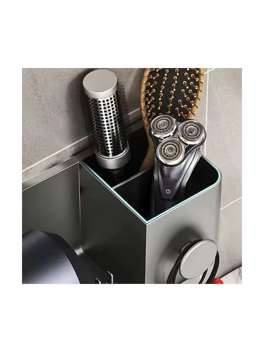 Suport pentru uscător de păr Zola din plastic, orificiu cu diametru de 5,5 cm, 23 x 8,6 x 9,5 cm, negru