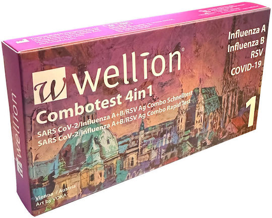 Wellion Combotest 4in1 Διαγνωστικό Τεστ Ταχείας Ανίχνευσης Αντιγόνων Covid-19, Γρίπης & RSV 1τμχ