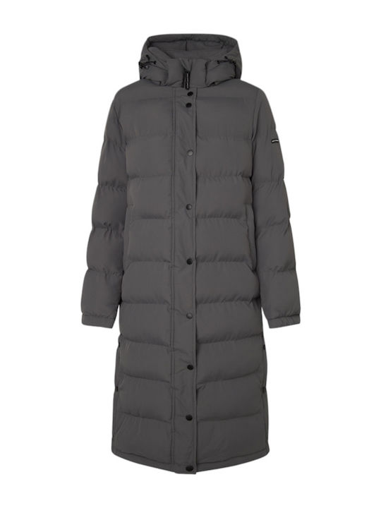 Bibi Women's Long Puffer Jacket for Winter Gray